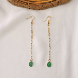 Boucle d’oreilles Les Pendantes – Ovale Vert