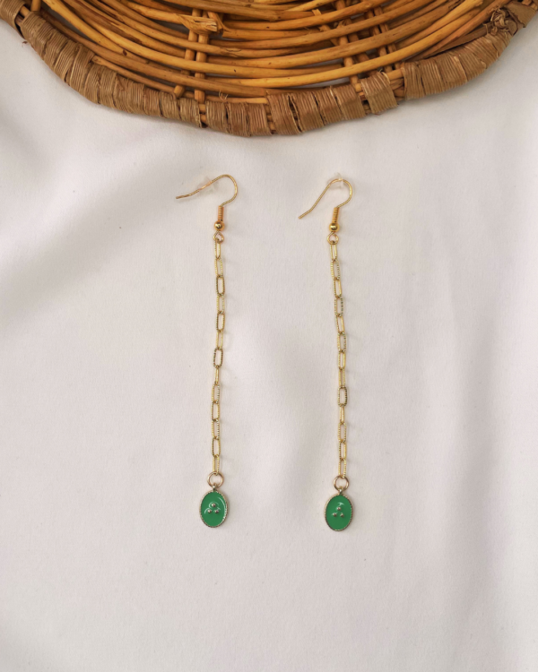 Boucle d'oreilles Les Pendantes - Ovale Vert