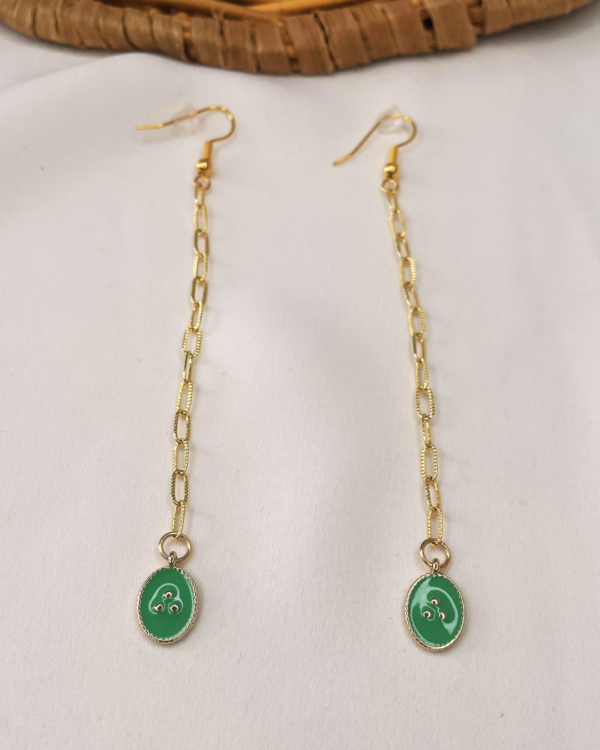 Boucle d'oreilles Les Pendantes - Ovale Vert - Image 2