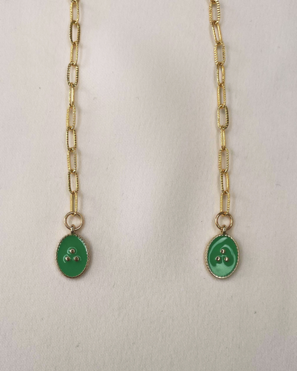 Boucle d'oreilles Les Pendantes - Ovale Vert - Image 3