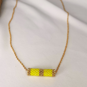 Collier chaîne tube JAUNE