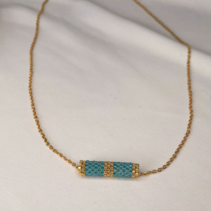 Collier chaîne tube BLEU