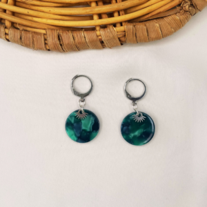 Boucle d’oreilles Ma Petite Créole – Écaille de Tortue Vert