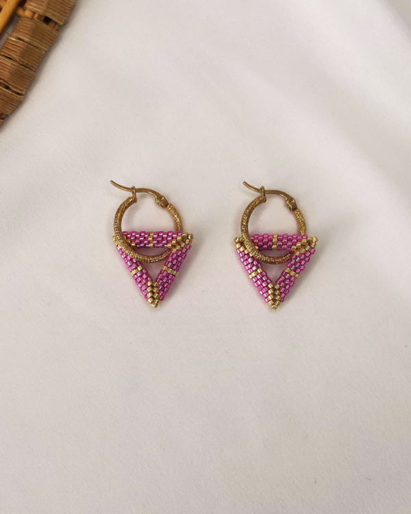 Boucle d'oreilles créole triangle 3D Estela - Violet