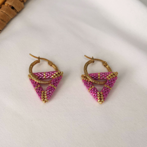 Boucle d’oreilles créole triangle 3D Estela – Violet