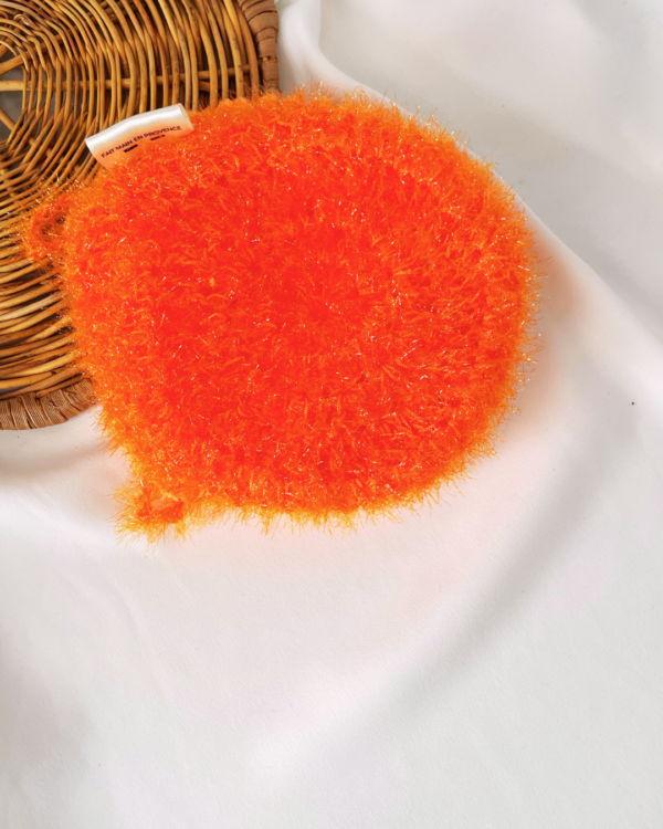 Disque de douche tricoté réutilisable doux & exfoliant - Orange - Image 3