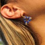 Boucle d’oreilles créole triangle 3D Estela – Bleu